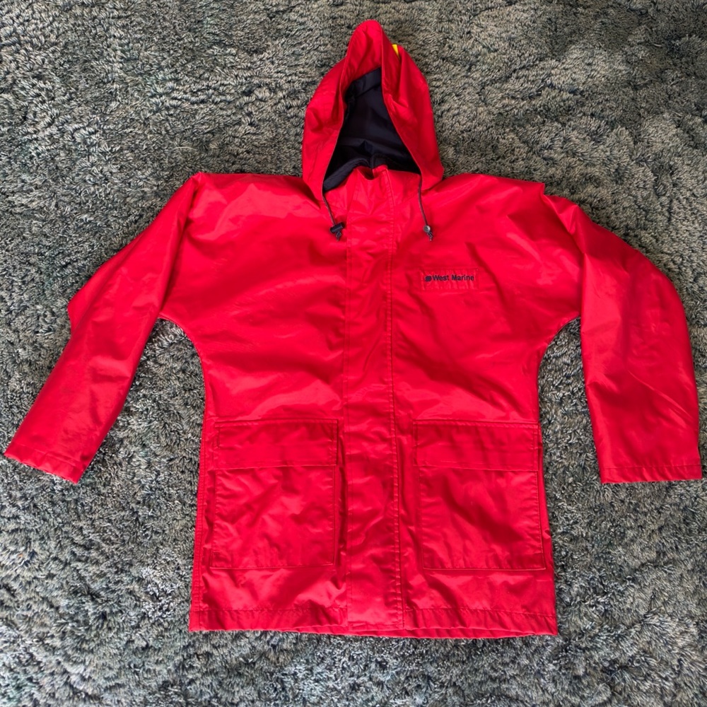 West Marine Nautical Gear Nylon PVC Coating Weather Rain Small Red Jacket